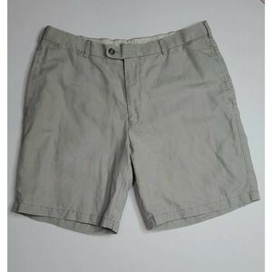 Men's Peter Millar Linen Blend Golf Shorts Flat Front Tan Casual Size 36